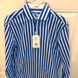 BUGATCHI UOMO MEN'S SHIRT CLASSIC BLUE STRIPED M